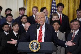 Trump participates in a visit with the LSU and LSU Shreveport Baseball Champions