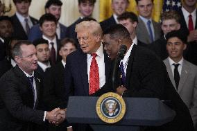 Trump participates in a visit with the LSU and LSU Shreveport Baseball Champions