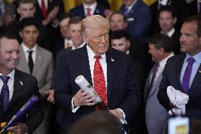 Trump participates in a visit with the LSU and LSU Shreveport Baseball Champions