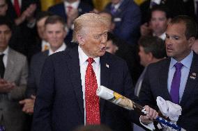 Trump participates in a visit with the LSU and LSU Shreveport Baseball Champions