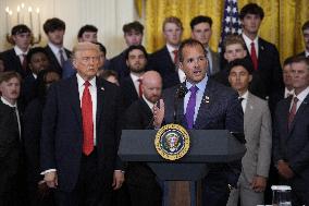Trump participates in a visit with the LSU and LSU Shreveport Baseball Champions
