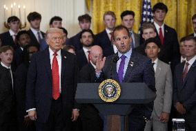 Trump participates in a visit with the LSU and LSU Shreveport Baseball Champions