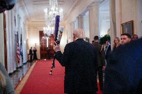 Trump participates in a visit with the LSU and LSU Shreveport Baseball Champions