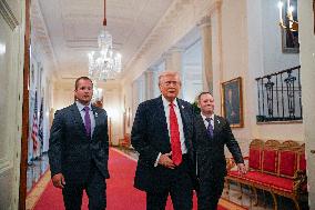 Trump participates in a visit with the LSU and LSU Shreveport Baseball Champions