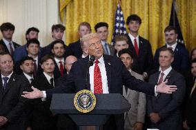 Trump participates in a visit with the LSU and LSU Shreveport Baseball Champions