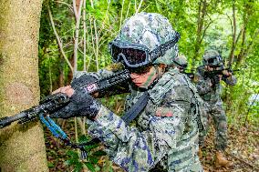 Armed Police Officers And Soldiers  Conduct Drills