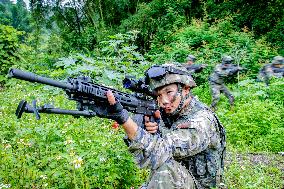 Armed Police Officers And Soldiers  Conduct Drills