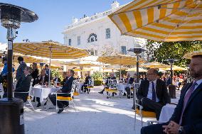 President Trump At Lunch With Republican Senators In The Rose Garden - DC