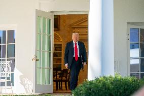 President Trump At Lunch With Republican Senators In The Rose Garden - DC