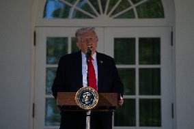 President Trump At Lunch With Republican Senators In The Rose Garden - DC