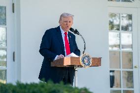 President Trump At Lunch With Republican Senators In The Rose Garden - DC