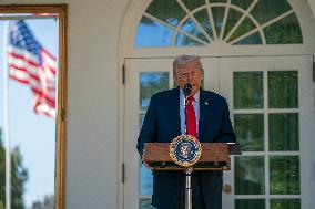 President Trump At Lunch With Republican Senators In The Rose Garden - DC