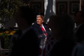 President Trump At Lunch With Republican Senators In The Rose Garden - DC