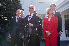 President Trump At Lunch With Republican Senators In The Rose Garden - DC
