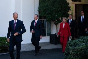 President Trump At Lunch With Republican Senators In The Rose Garden - DC