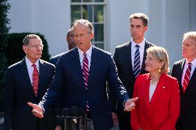 President Trump At Lunch With Republican Senators In The Rose Garden - DC