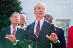 President Trump At Lunch With Republican Senators In The Rose Garden - DC
