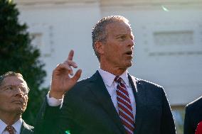 President Trump At Lunch With Republican Senators In The Rose Garden - DC