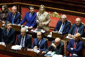 Prime Minister Giorgia Meloni Addresses Senate - Rome