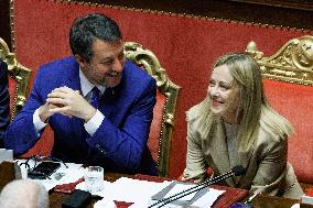Prime Minister Giorgia Meloni Addresses Senate - Rome