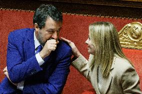 Prime Minister Giorgia Meloni Addresses Senate - Rome