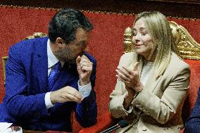 Prime Minister Giorgia Meloni Addresses Senate - Rome