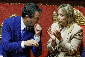 Prime Minister Giorgia Meloni Addresses Senate - Rome