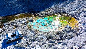 A Colorful Pond Cluster After Snow - China