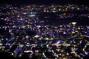 Residential Areas Illuminated During Diwali Festival - India
