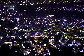 Residential Areas Illuminated During Diwali Festival - India