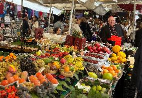 Cardinal Jean-Marc Aveline At A Market in Rome