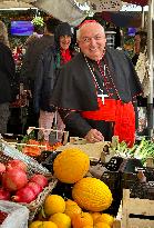 Cardinal Jean-Marc Aveline At A Market in Rome