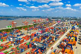 Longtan Port Area Containers Trade in Nanjing