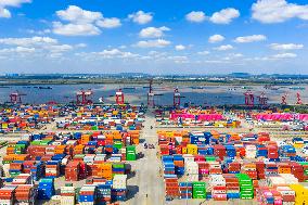 Longtan Port Area Containers Trade in Nanjing