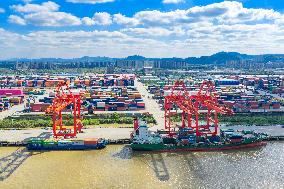 Longtan Port Area Containers Trade in Nanjing