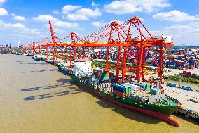 Longtan Port Area Containers Trade in Nanjing