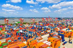 Longtan Port Area Containers Trade in Nanjing