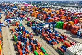 Longtan Port Area Containers Trade in Nanjing