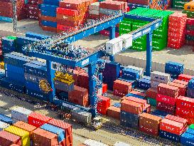 Longtan Port Area Containers Trade in Nanjing