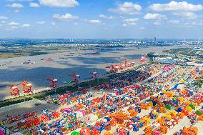 Longtan Port Area Containers Trade in Nanjing