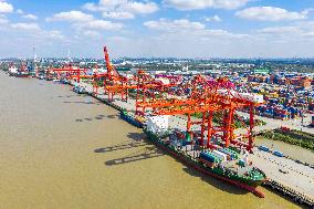 Longtan Port Area Containers Trade in Nanjing
