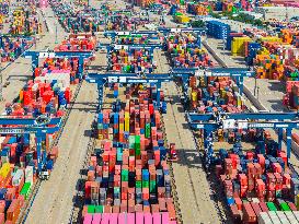 Longtan Port Area Containers Trade in Nanjing