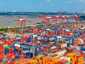 Longtan Port Area Containers Trade in Nanjing