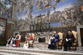 Pope Leo XIV, Charles III, Camilla at the Sistine Chapel - Vatican