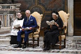 Pope Leo XIV, Charles III, Camilla at the Sistine Chapel - Vatican
