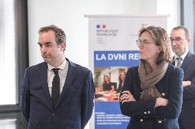 Sebastien Lecornu during a visit at DNEF and the National and DVNI - Romainville