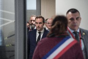 Sebastien Lecornu during a visit at DNEF and the National and DVNI - Romainville
