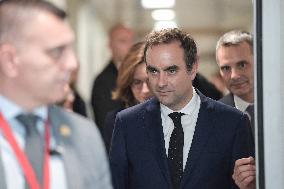 Sebastien Lecornu during a visit at DNEF and the National and DVNI - Romainville