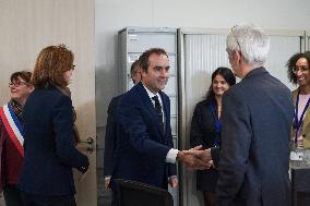 Sebastien Lecornu during a visit at DNEF and the National and DVNI - Romainville