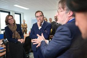 Sebastien Lecornu during a visit at DNEF and the National and DVNI - Romainville